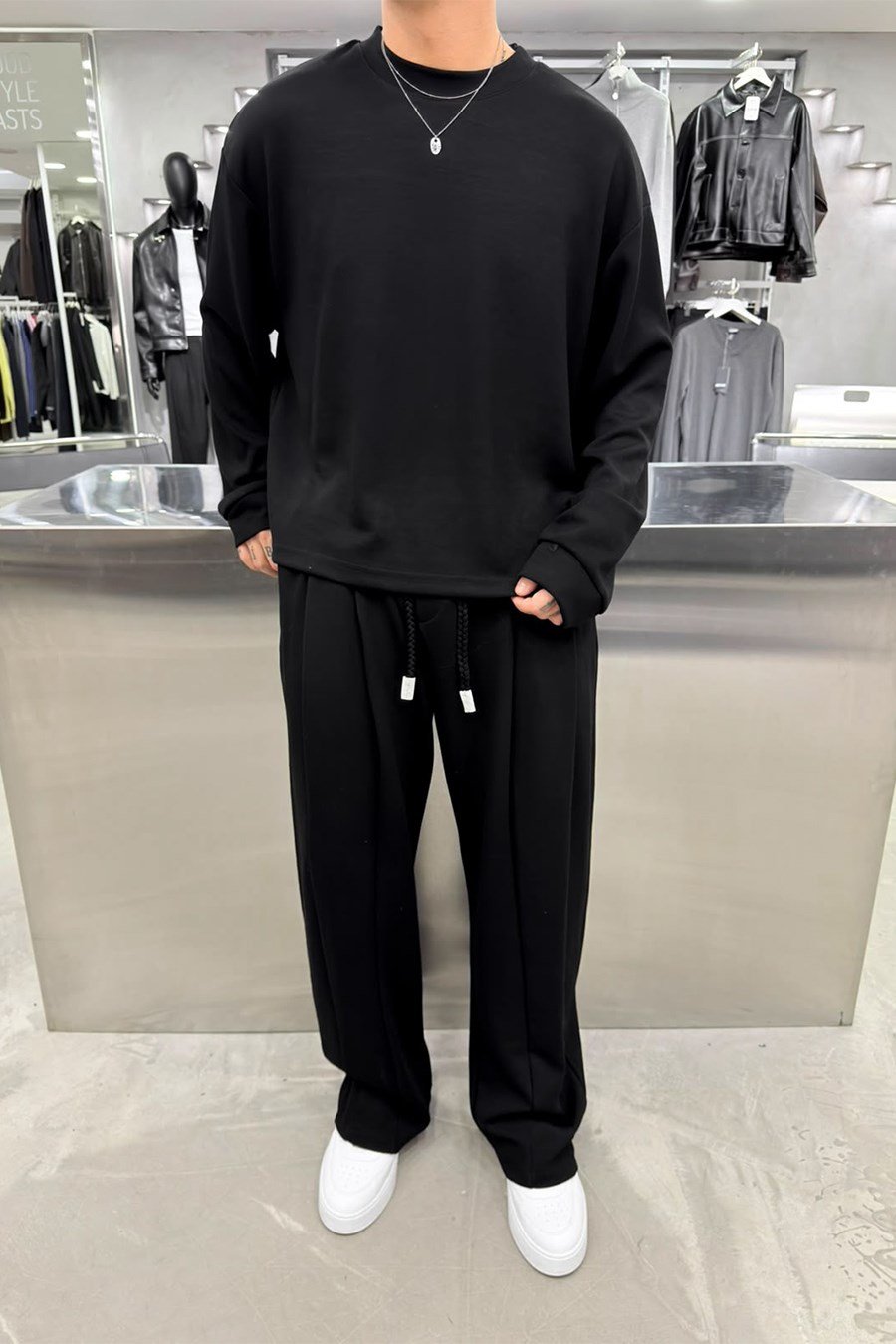 Siyah Premium Basic Oysh Kumaş Oversize Eşofman Takımı