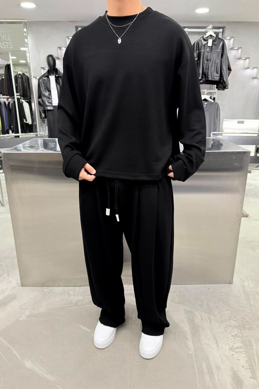 Siyah Premium Basic Oysh Kumaş Oversize Eşofman Takımı