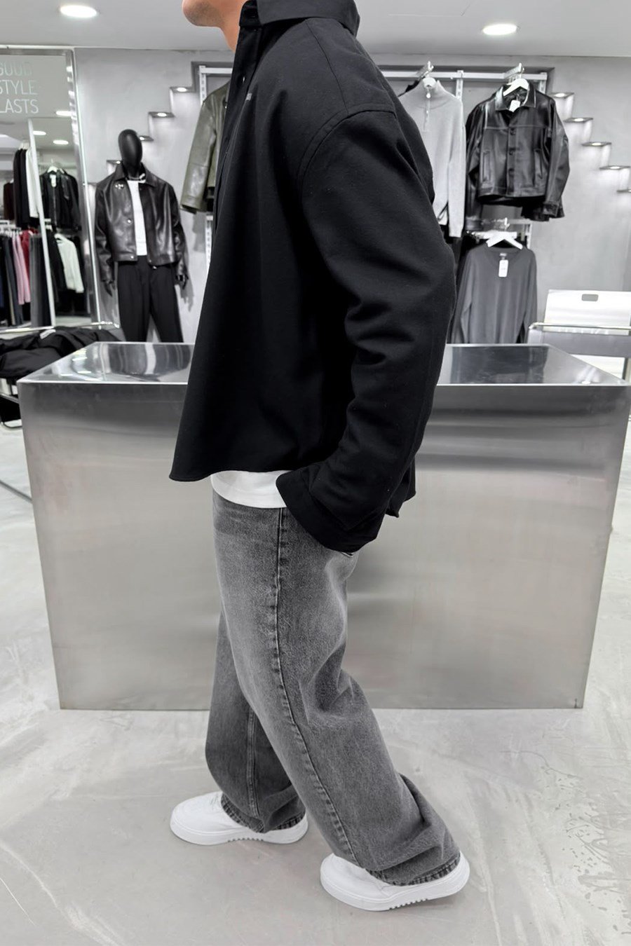 Siyah Premium Combat Nakışlı Oversize Gömlek