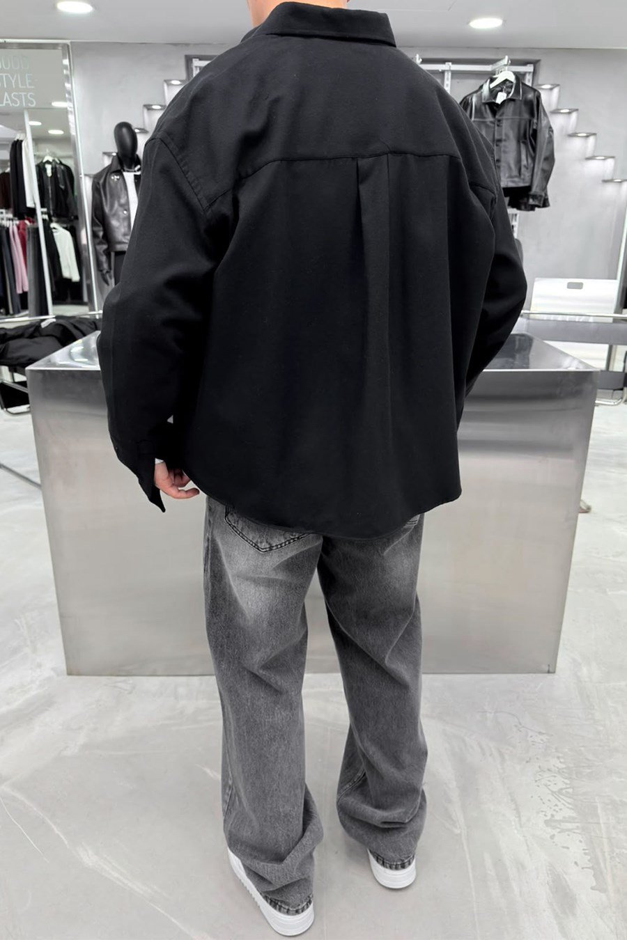 Siyah Premium Combat Nakışlı Oversize Gömlek