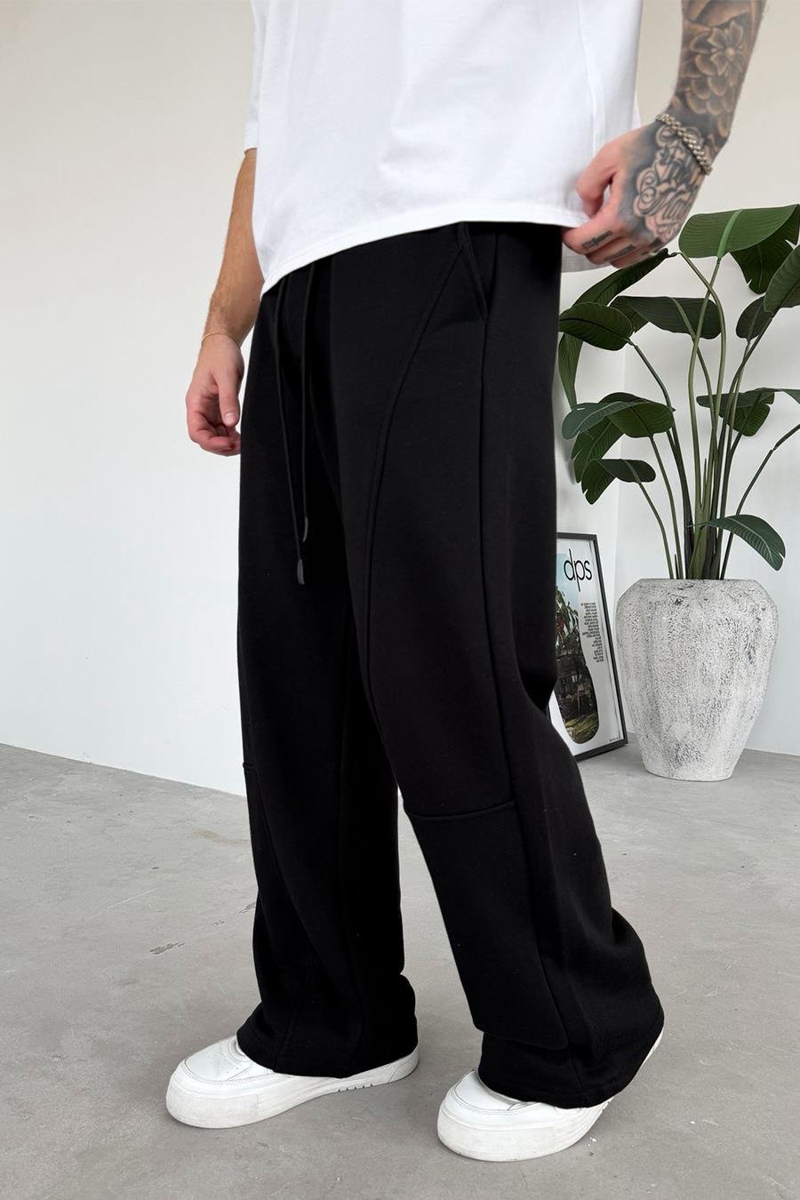 Siyah Premium Patch Detay Baggy Eşofman