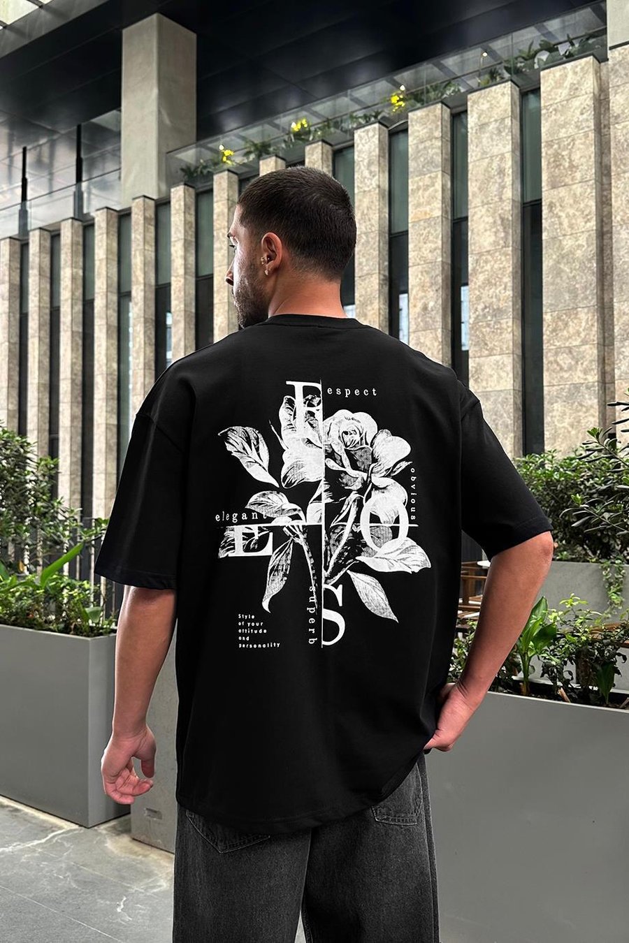 SİYAH Respect PM Oversize Tişört