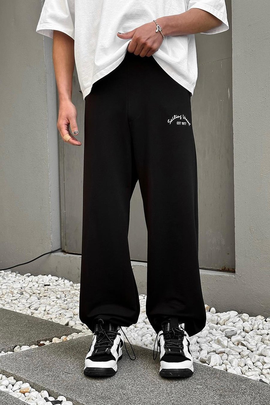 SİYAH Sailing OUTPLENTY PREMİUM Paçası Ayarlanabilir Baggy Eşofman
