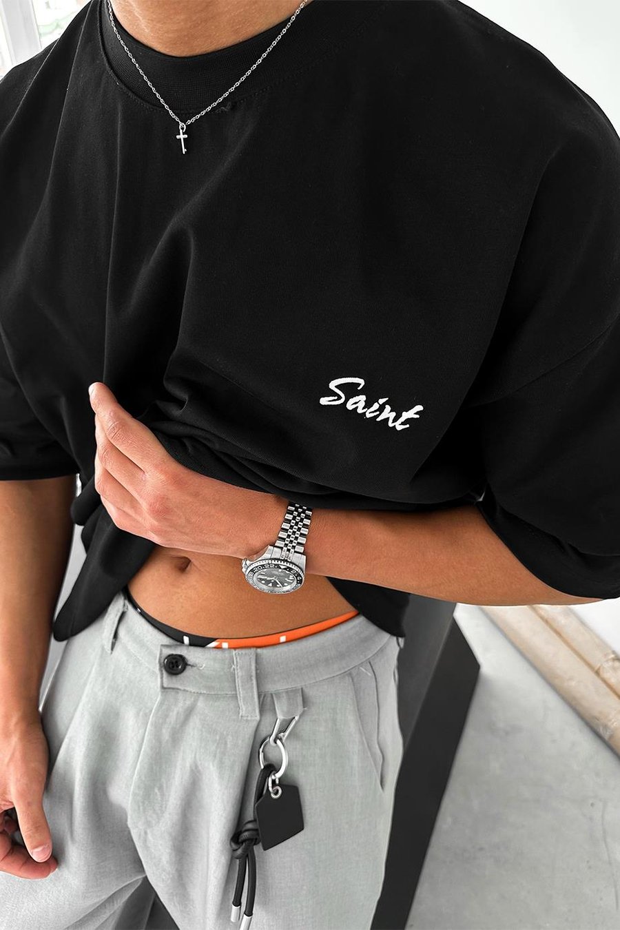 Siyah Saint OUTPLENTY PREMİUM Oversize Tişört