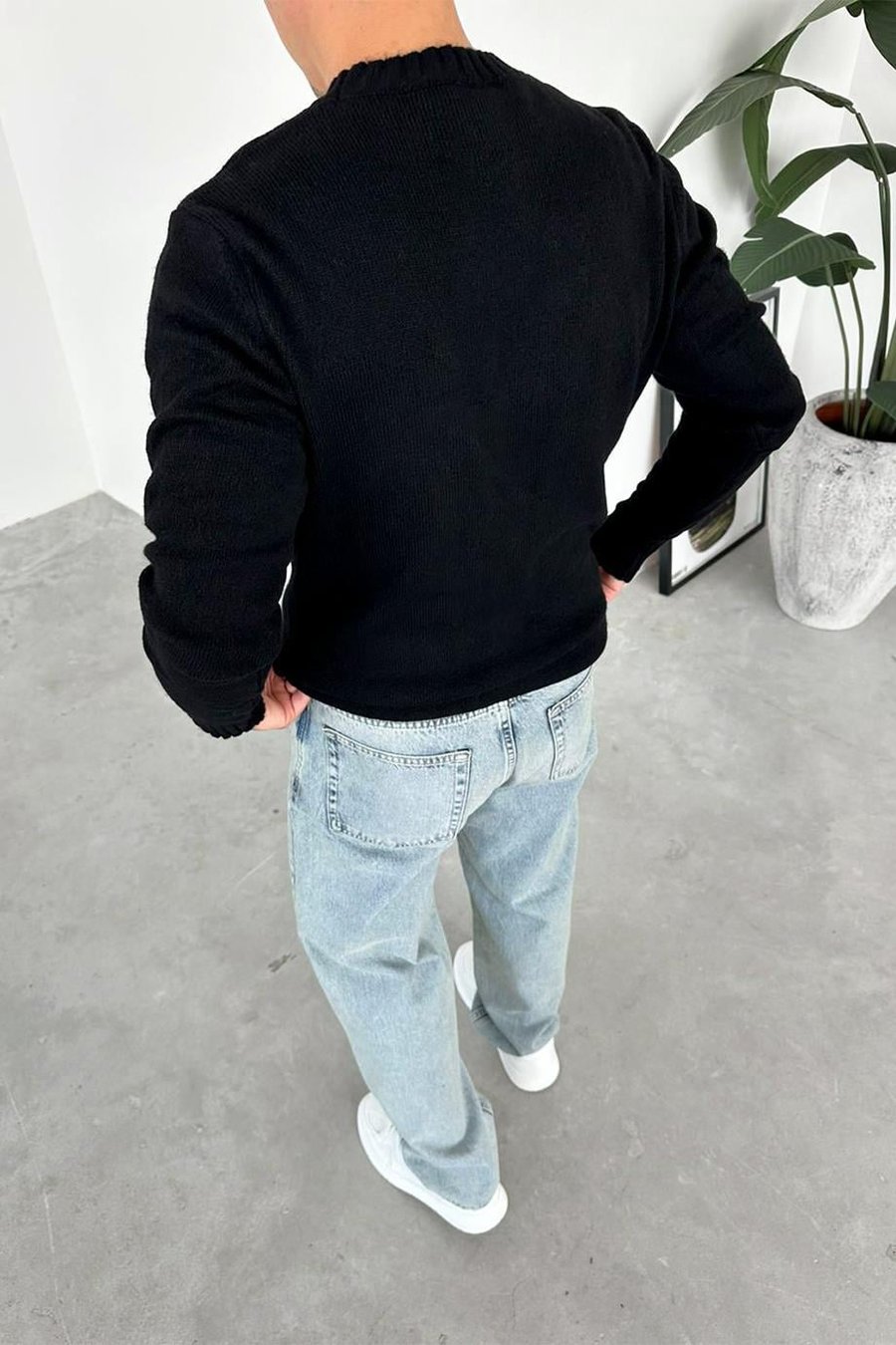 Siyah Sılence Nakış Soft Relaxed Kazak