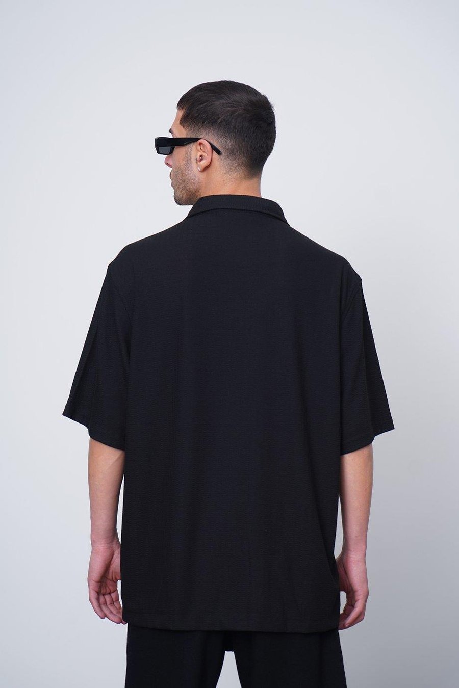 SİYAH Siyah Basic Kısa Kollu CH Oversize Gömlek