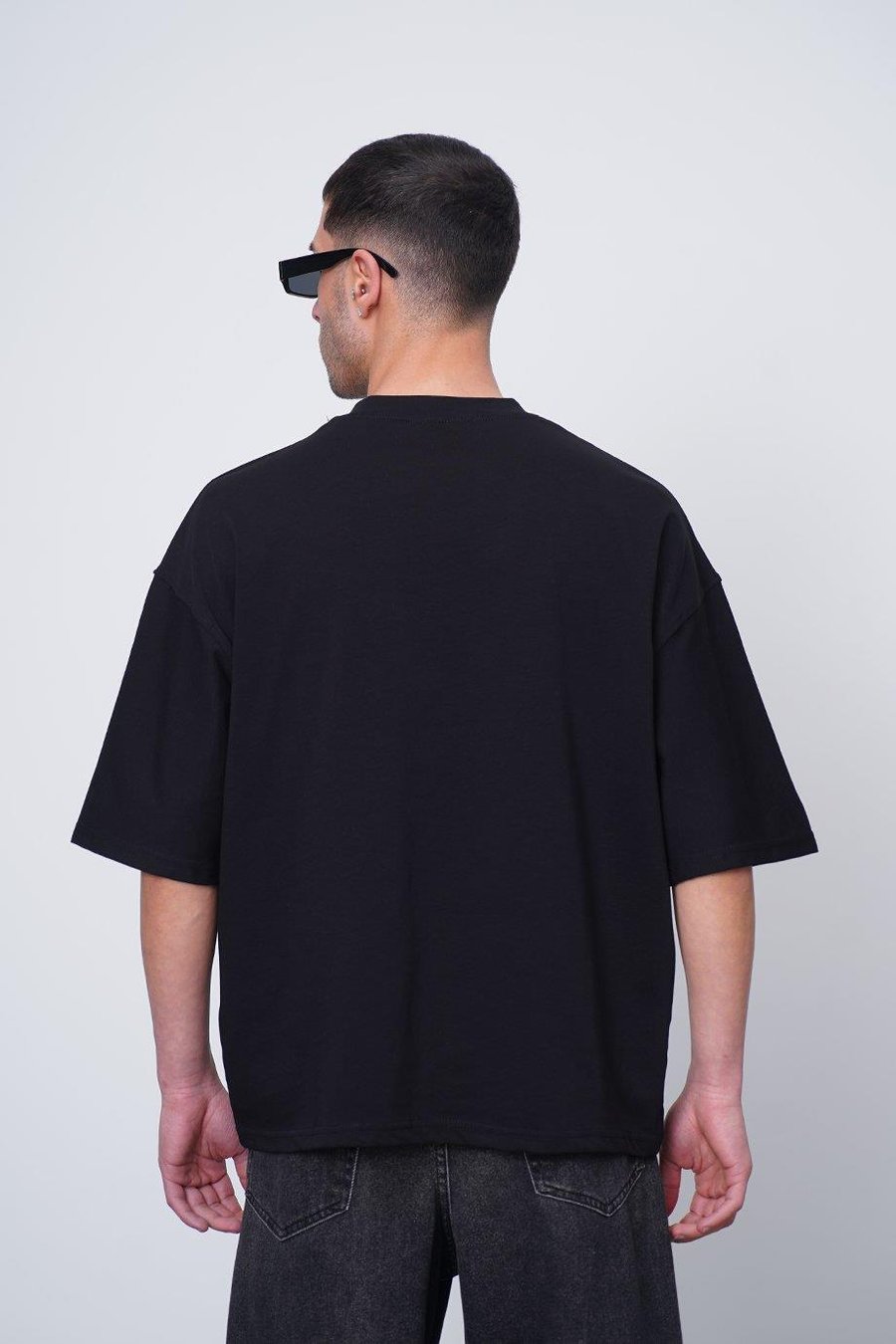 SİYAH Siyah Dad Nakış İşleme Oversize Tişört