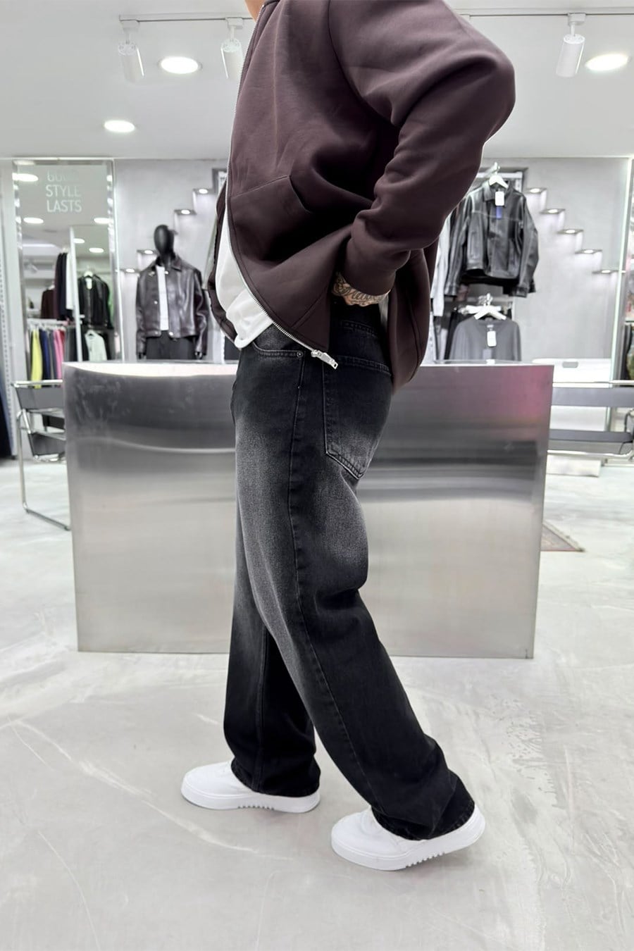 Siyah Soft Degrade Basic Baggy Pantolon