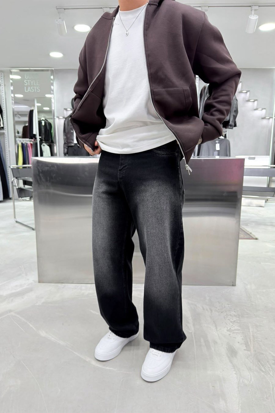 Siyah Soft Degrade Basic Baggy Pantolon