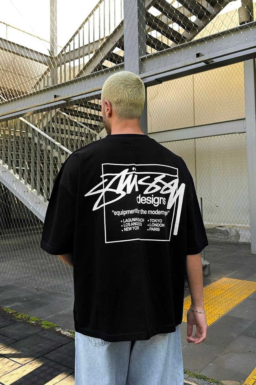 SİYAH Stüss Designs OUTPLENTY PREMİUM Oversize Tişört