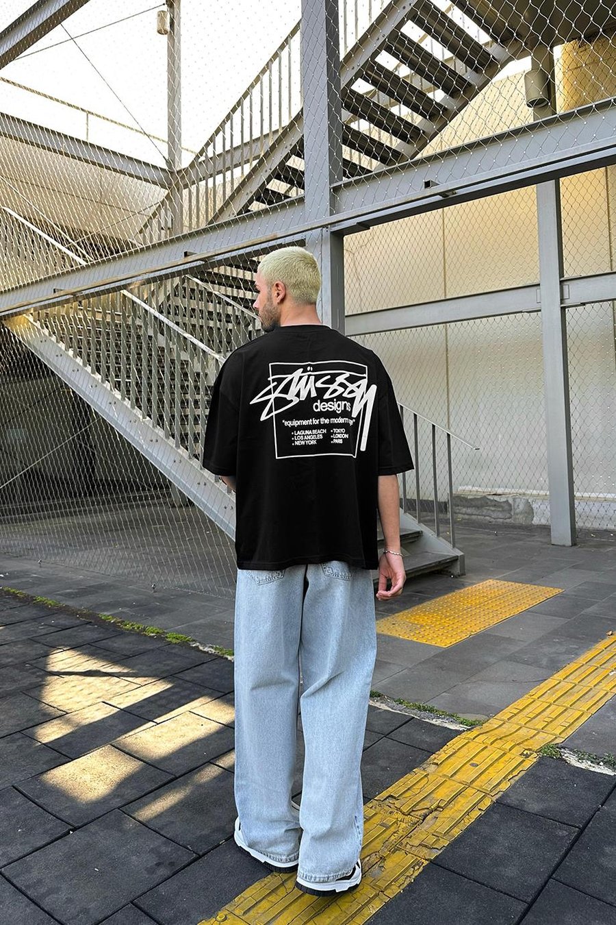 SİYAH Stüss Designs OUTPLENTY PREMİUM Oversize Tişört