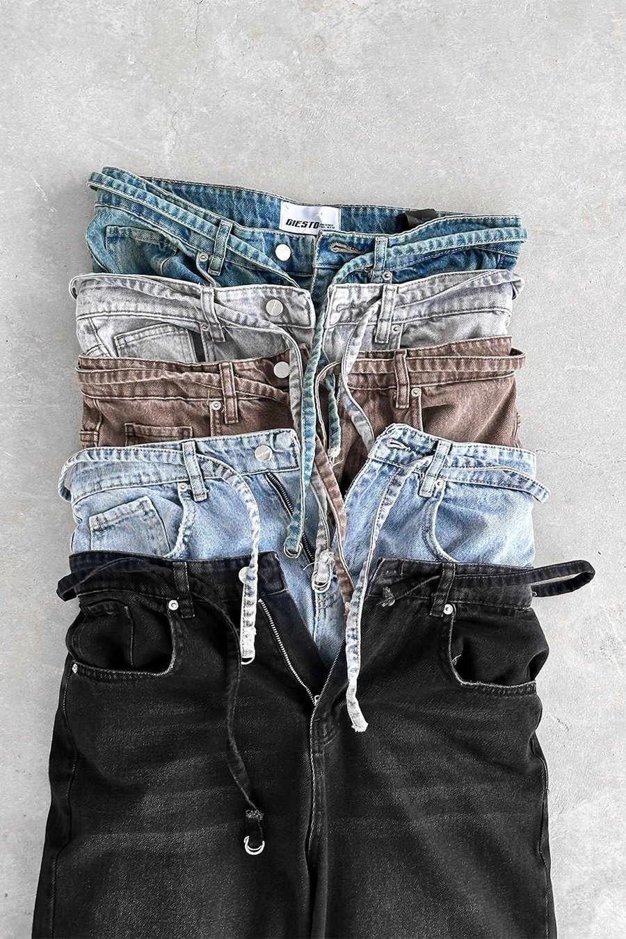 Soft Degrade Mavi Kemerli Basic Ekstra Bol Baggy Pantolon