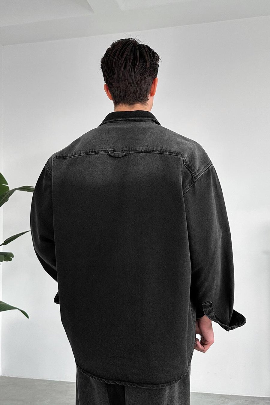 Soft Füme Çift Cep Detay Oversize Kot Ceket
