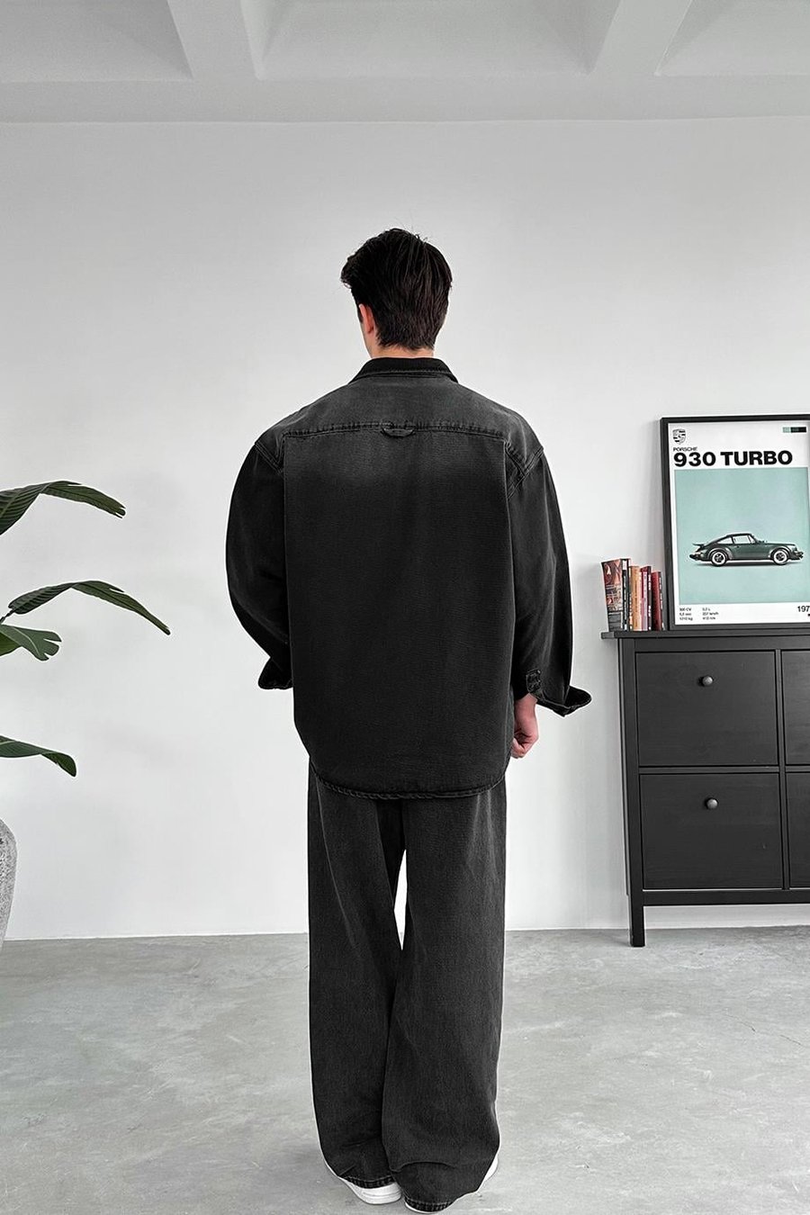 Soft Füme Çift Cep Detay Oversize Kot Ceket
