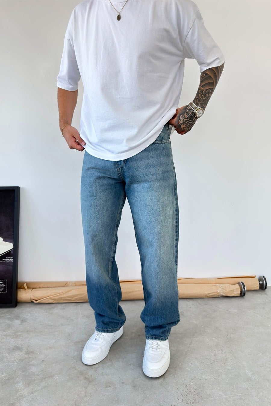 Soft Mavi Basic Baggy Fit Pantolon