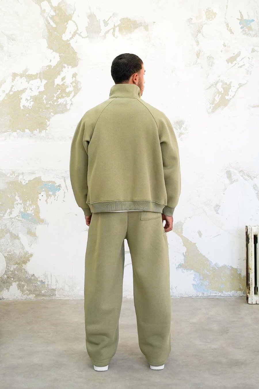 Soft Yeşil Cozy Basic Çift Fermuar Oversize Sweatshirt