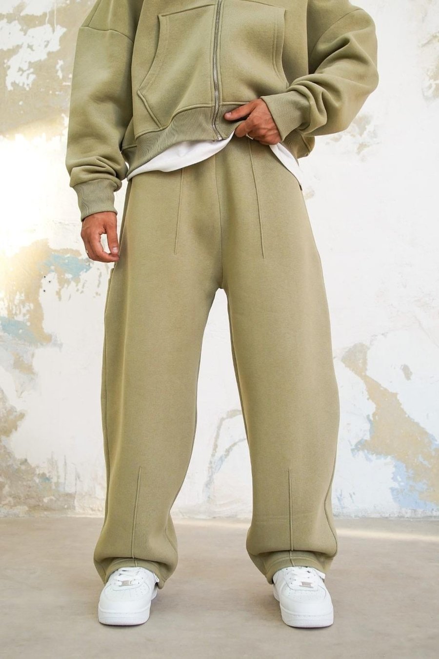 Soft Yeşil Cozy Basic Pileli Baggy Eşofman