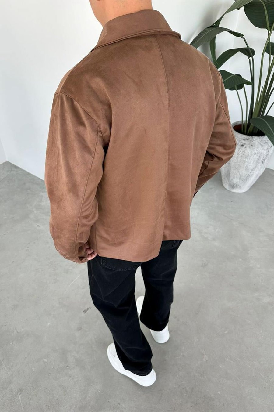 Taba Süet Kumaş Basic Relaxed Ceket