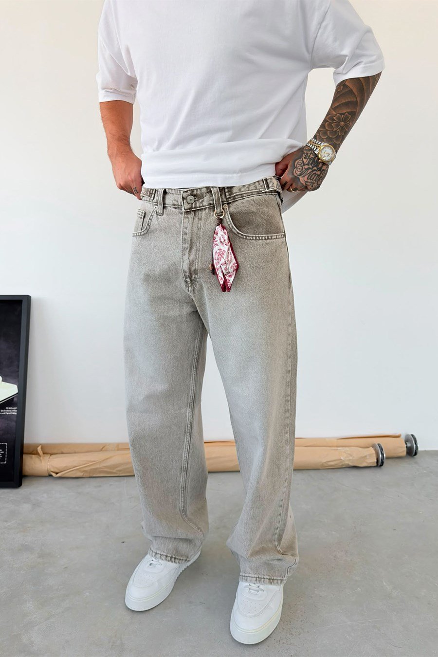 Taş Aksesuar Detaylı Baggy Pantolon