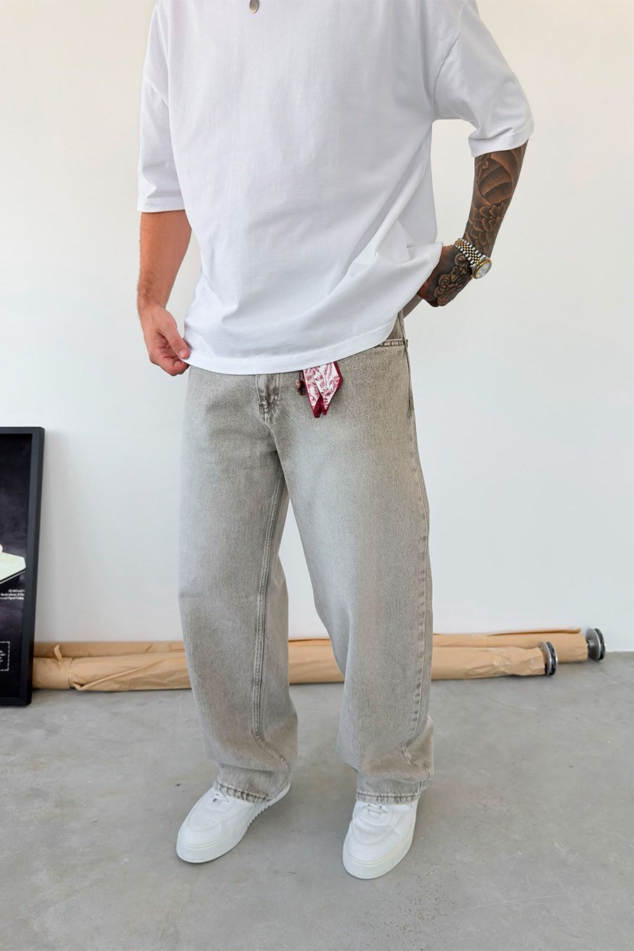 Taş Aksesuar Detaylı Baggy Pantolon
