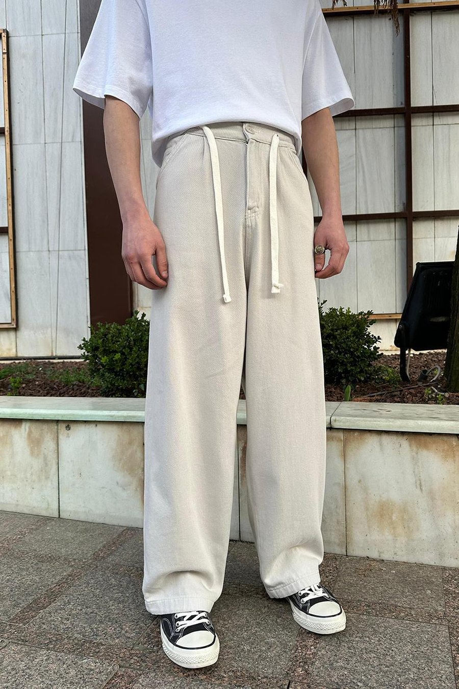 TAŞ Basic Bel İp Detay B2 Ekstra Bol CH Baggy Pantolon
