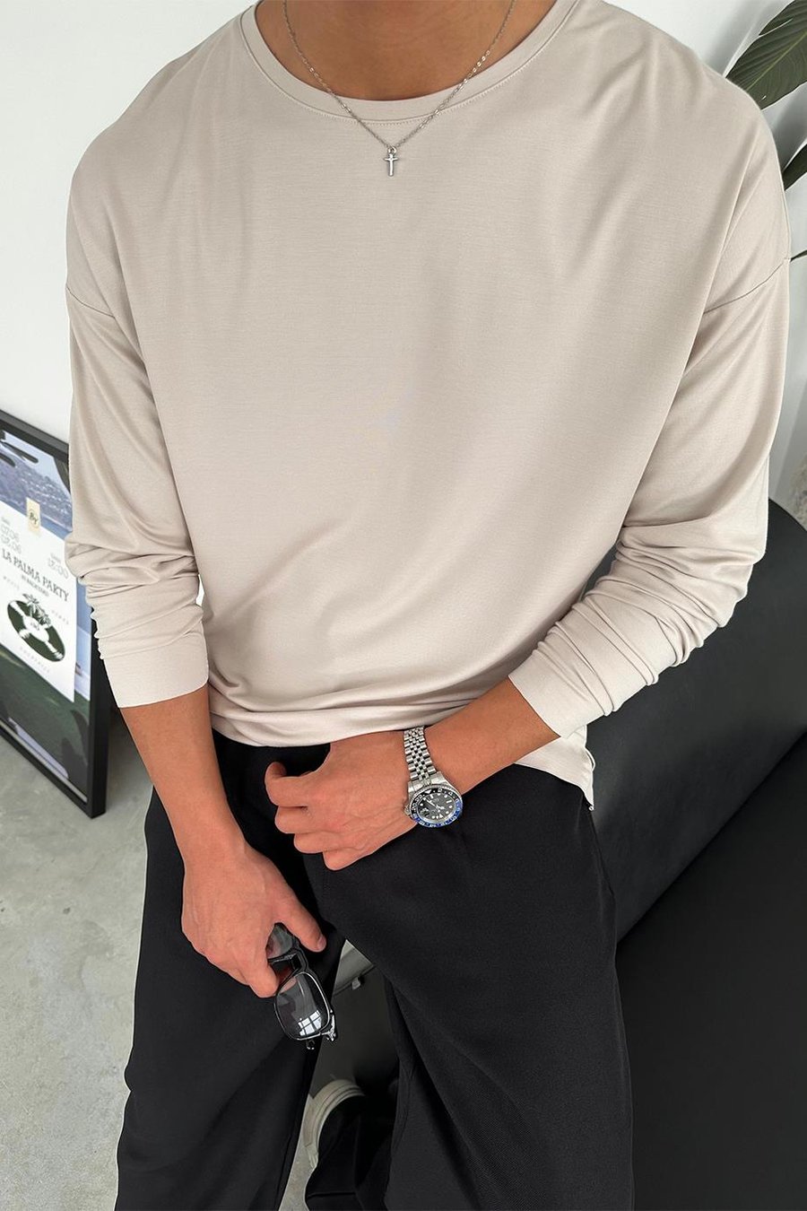 Taş Basic Soft Likralı Relax Fit Uzun Kollu Tişört
