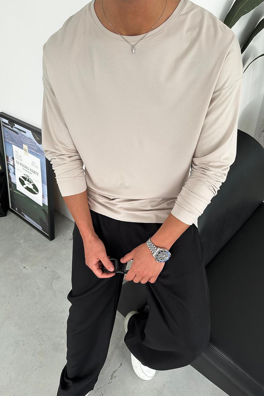 Taş Basic Soft Likralı Relax Fit Uzun Kollu Tişört