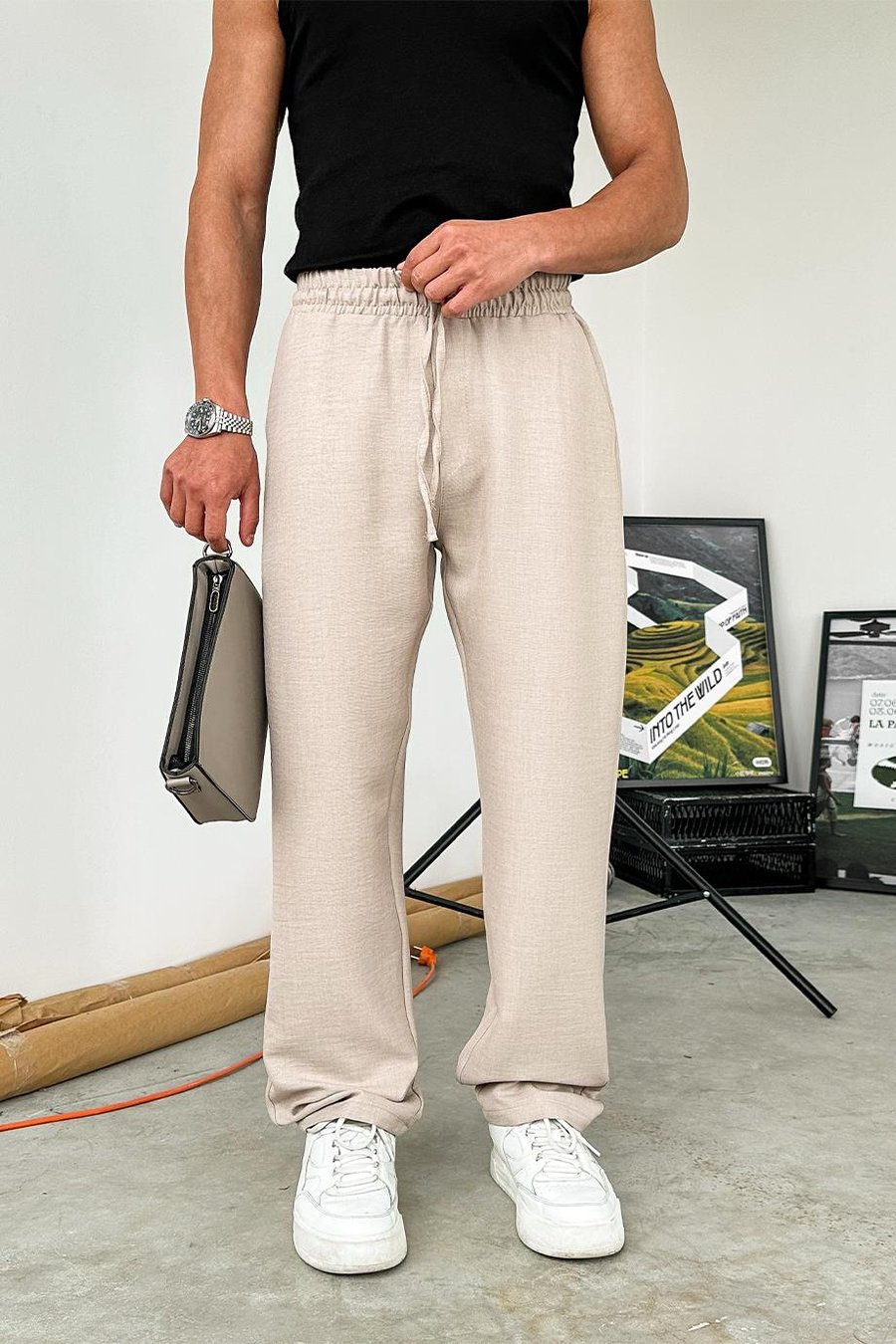 Taş Beli İpli Relaxed Pantolon