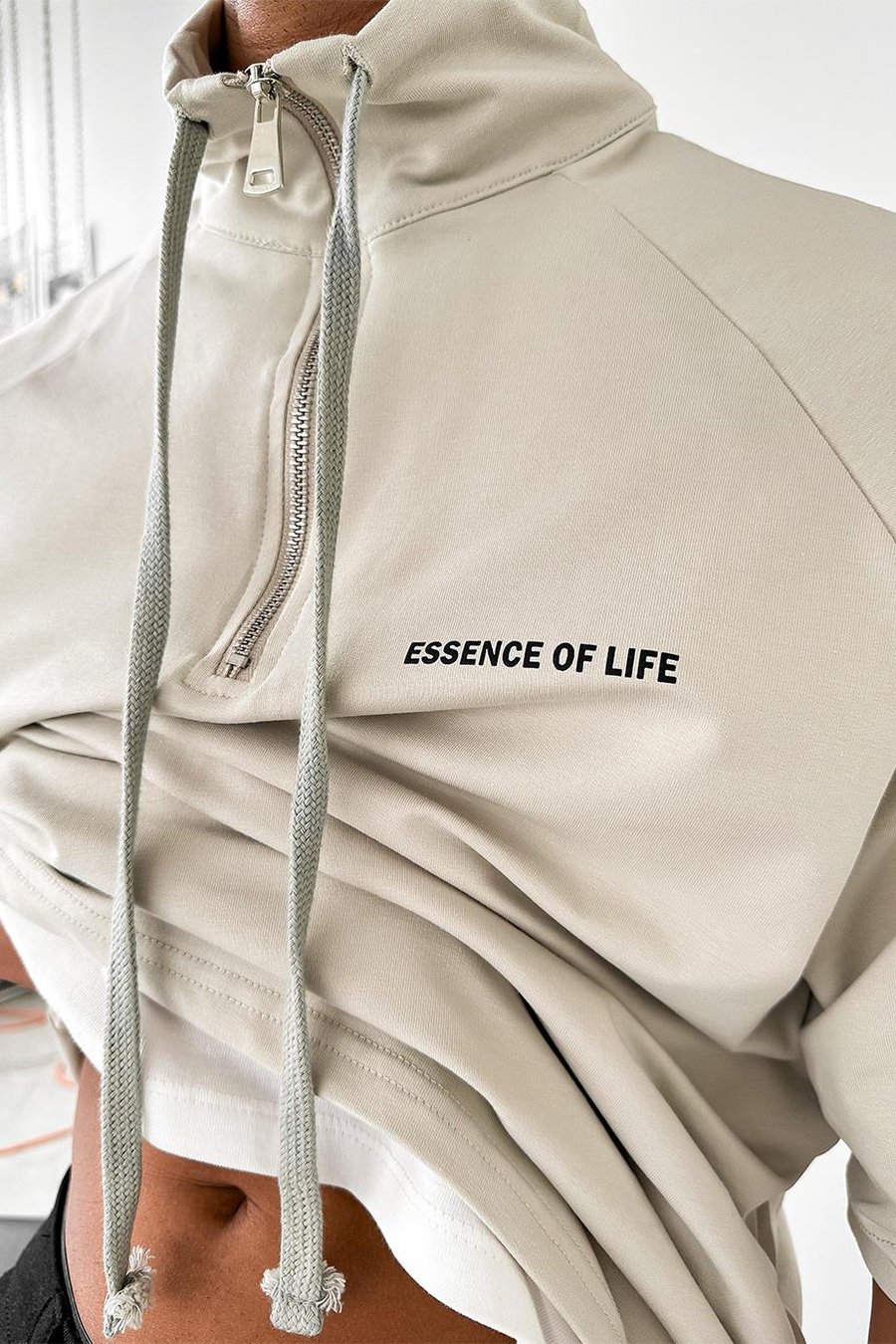 Taş Fermuarlı EE Oversize Polo Yaka Tişört
