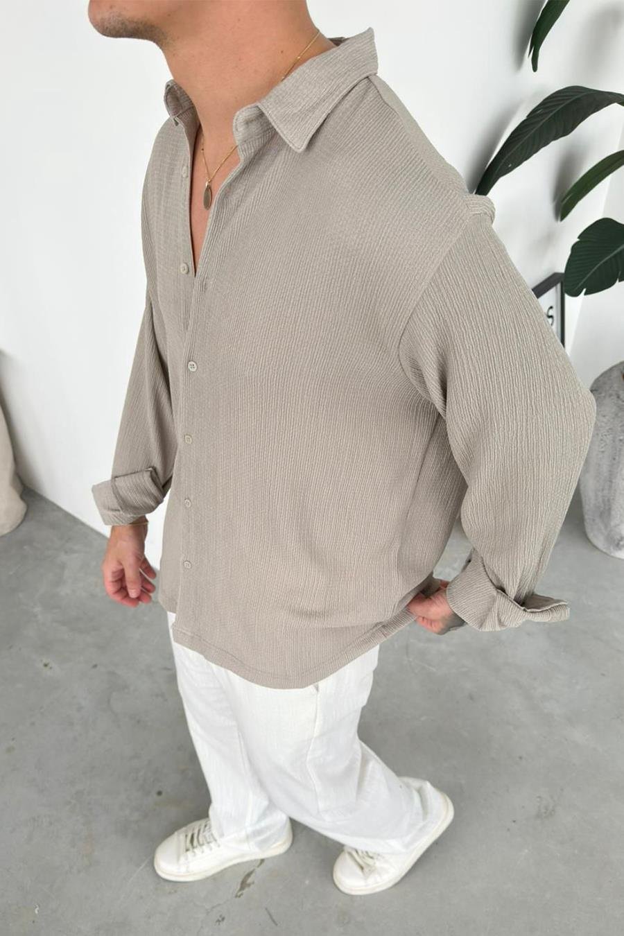 Taş Fitilli Basic Relaxed Gömlek