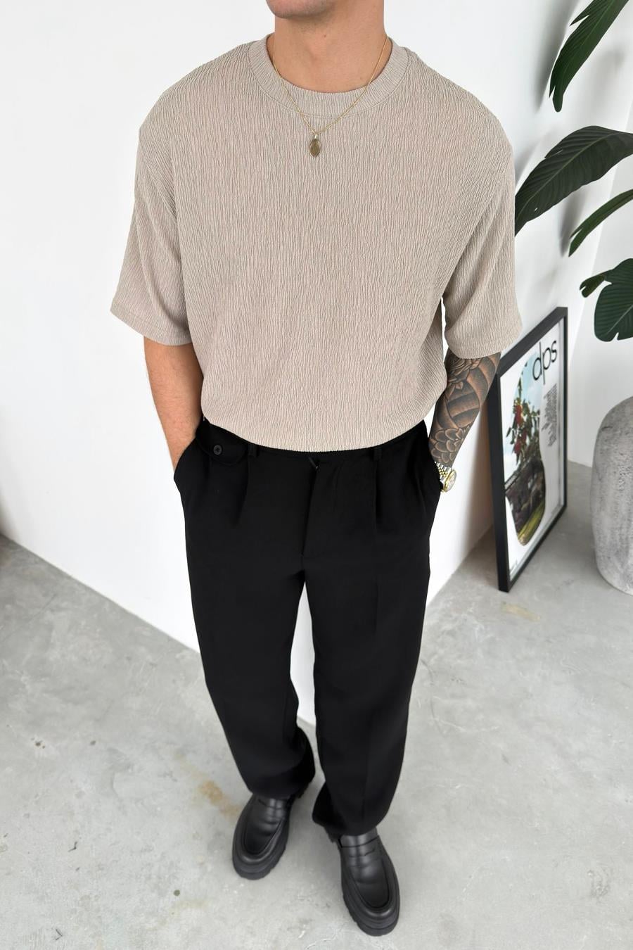 Taş Fitilli Basic Relaxed Tişört