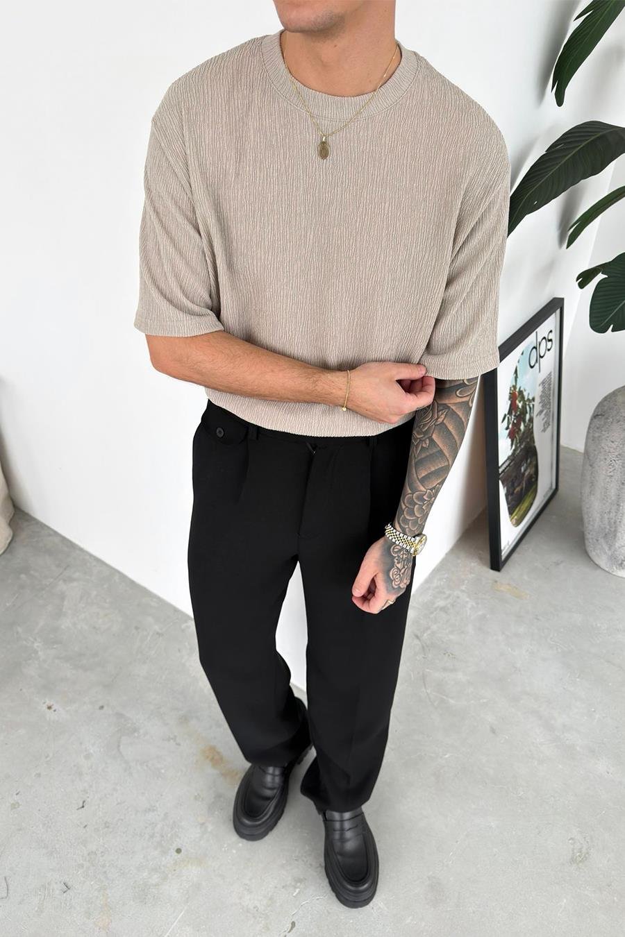 Taş Fitilli Basic Relaxed Tişört