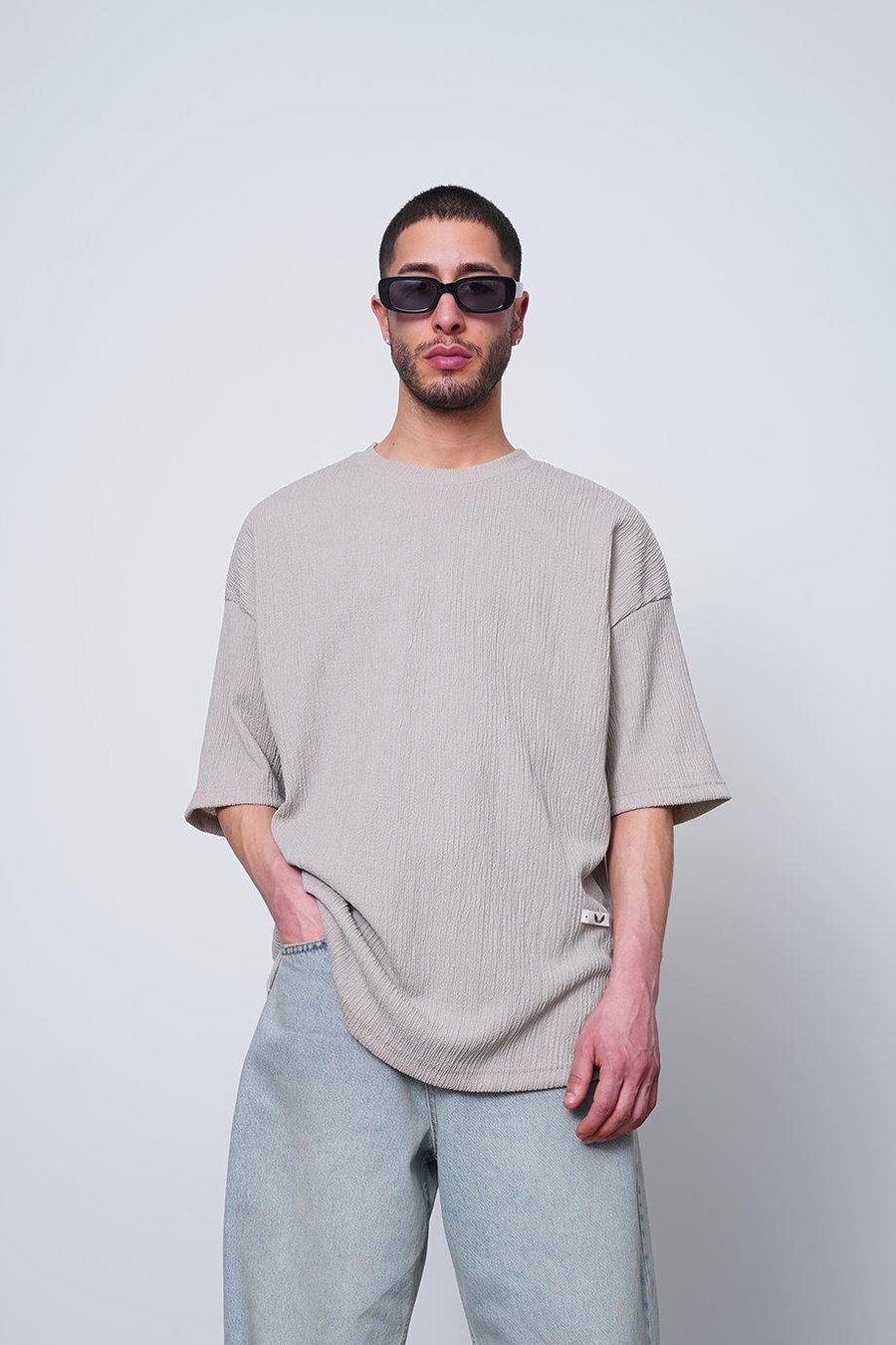 TAŞ Fitilli Basic Yırtmaç Detay O7 MH Oversize Tişört