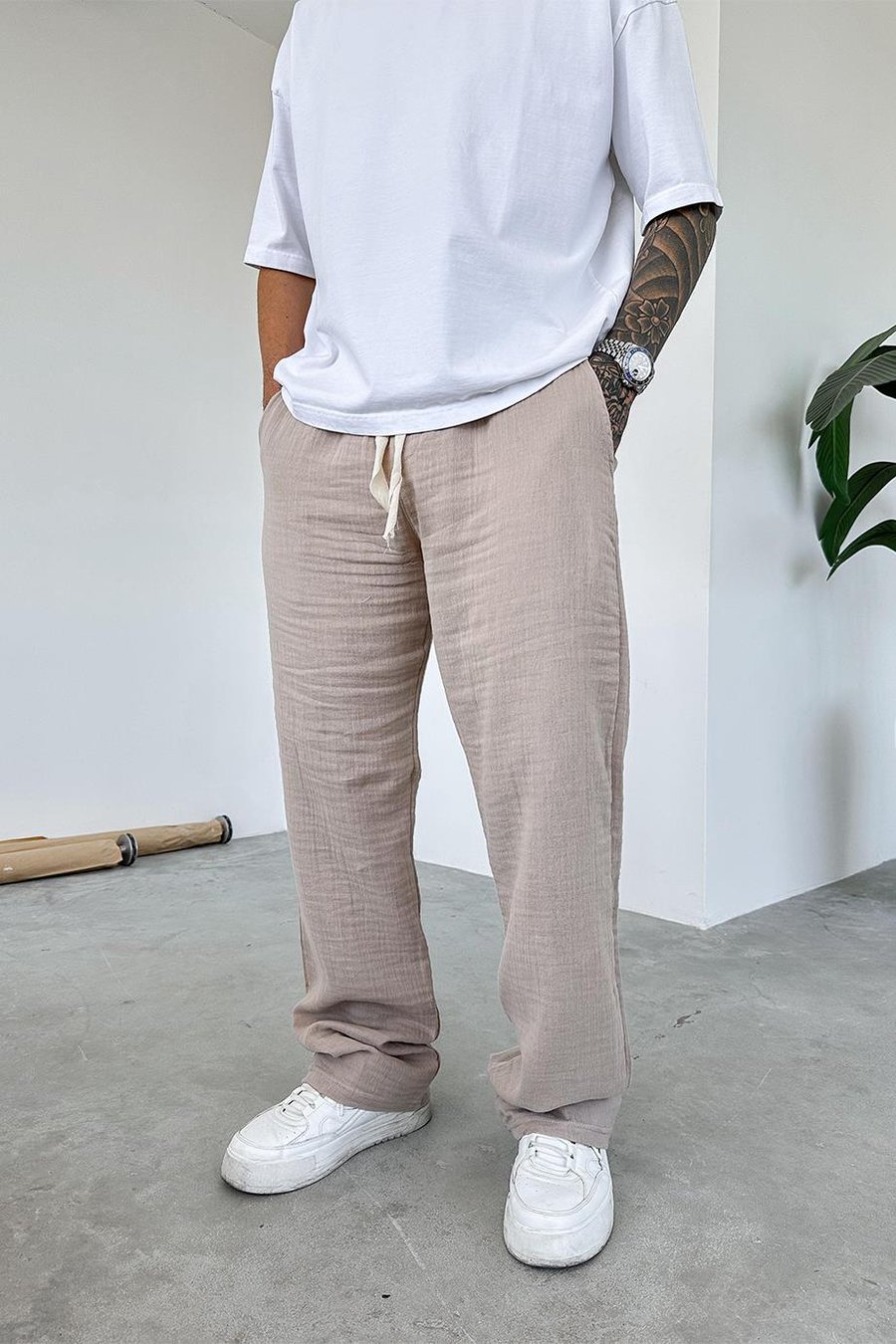Taş Müslin Kumaş Premium Baggy Pantolon