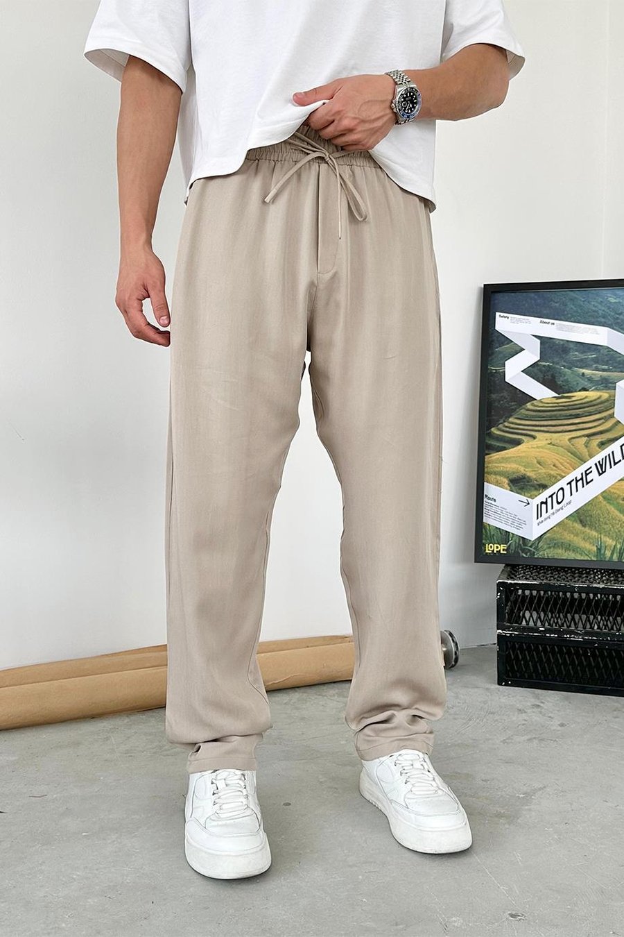 Taş Tensel Kumaş Basic Baggy Pantolon