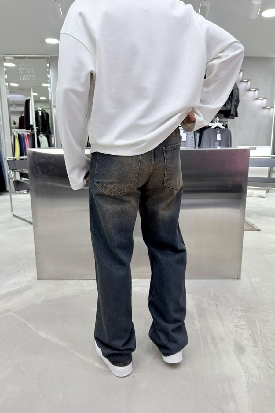 Vintage Mavi Soft Degrade Basic Baggy Pantolon