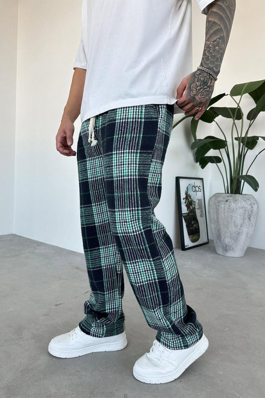 Yeşil Çizgili Unisex Relaxed Pijama
