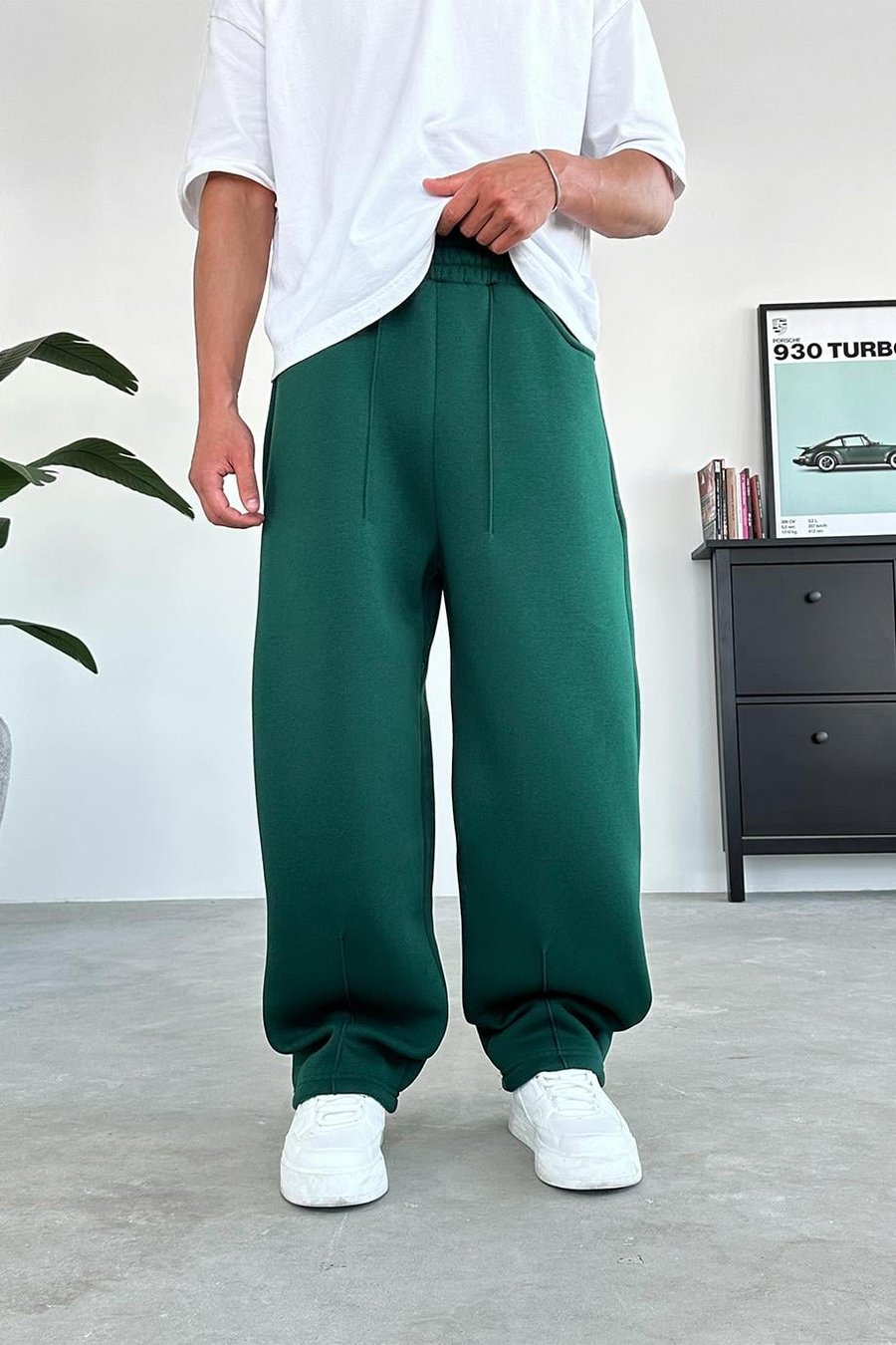 Yeşil Cozy Basic Pileli Baggy Eşofman