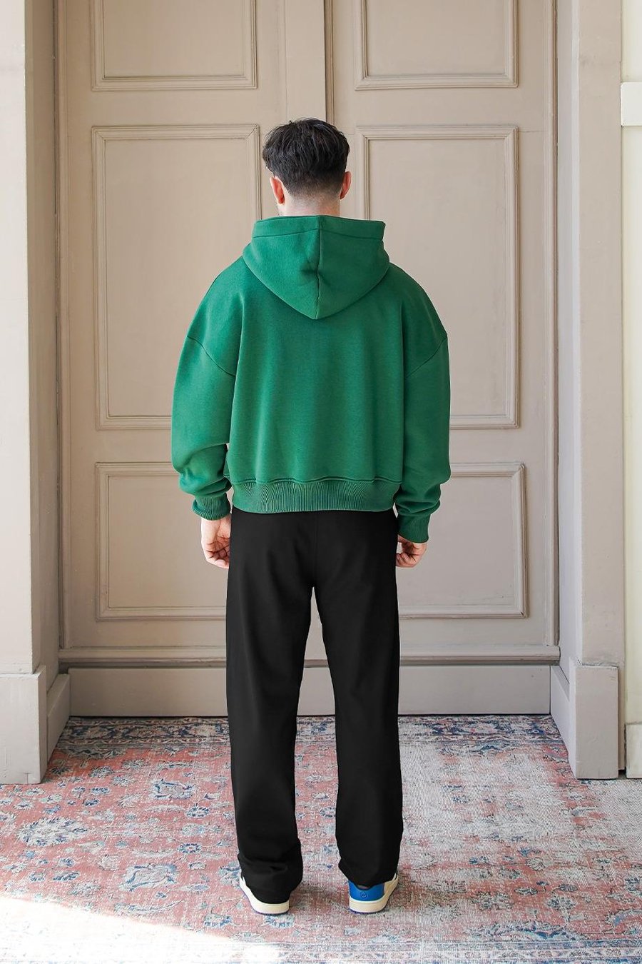Yeşil Cozy Basic Tam Fermuar Oversize Sweatshirt