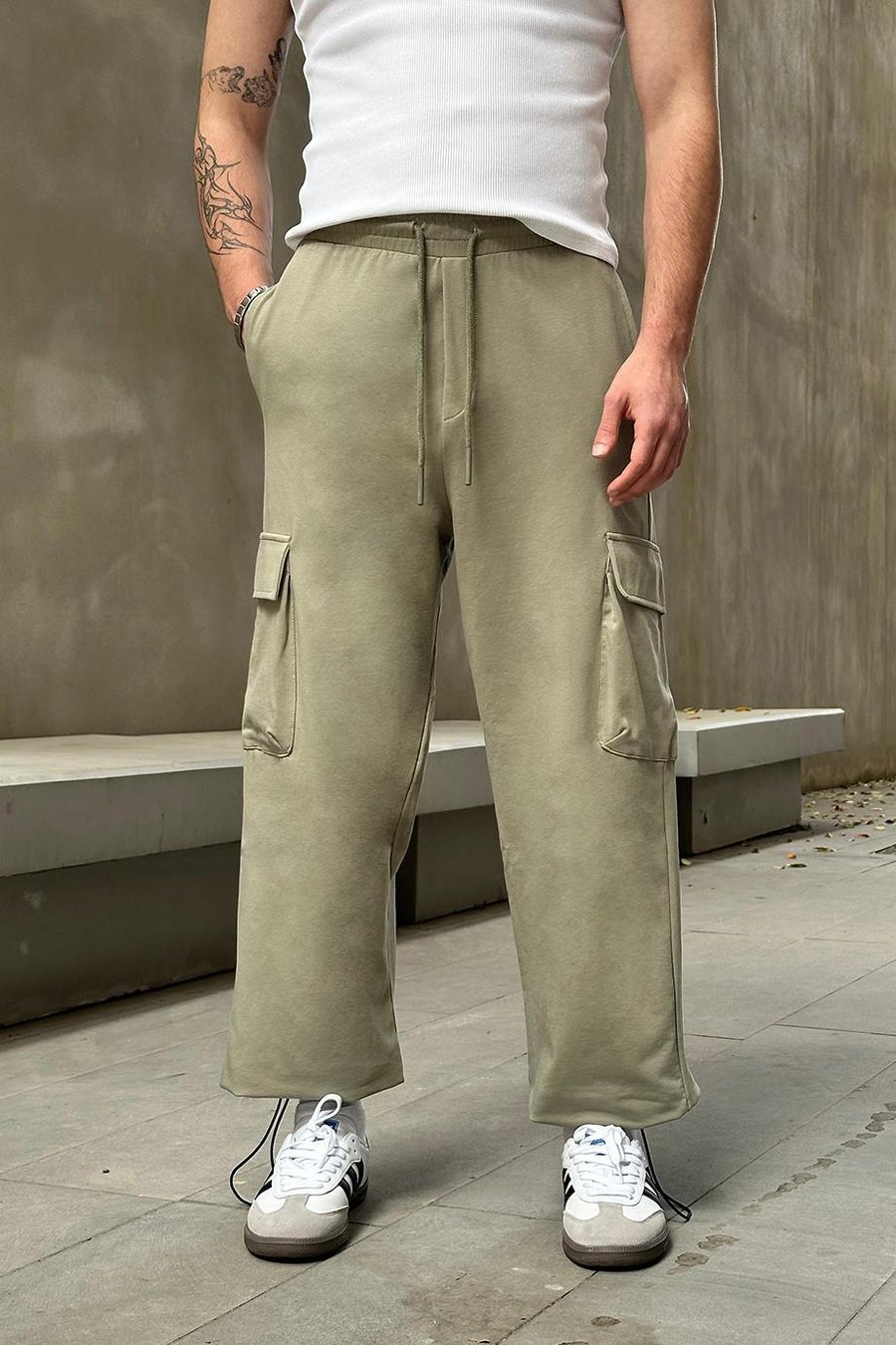 YEŞİL Kargo Cepli S2 EE Paçası Ayarlanabilir Baggy Eşofman