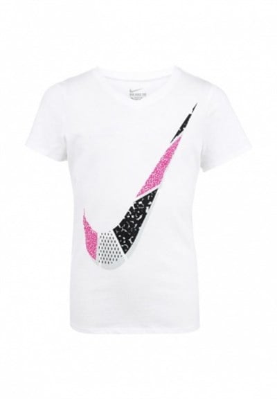 Nike Swoosh Beyaz Tişört Kız Çocuk