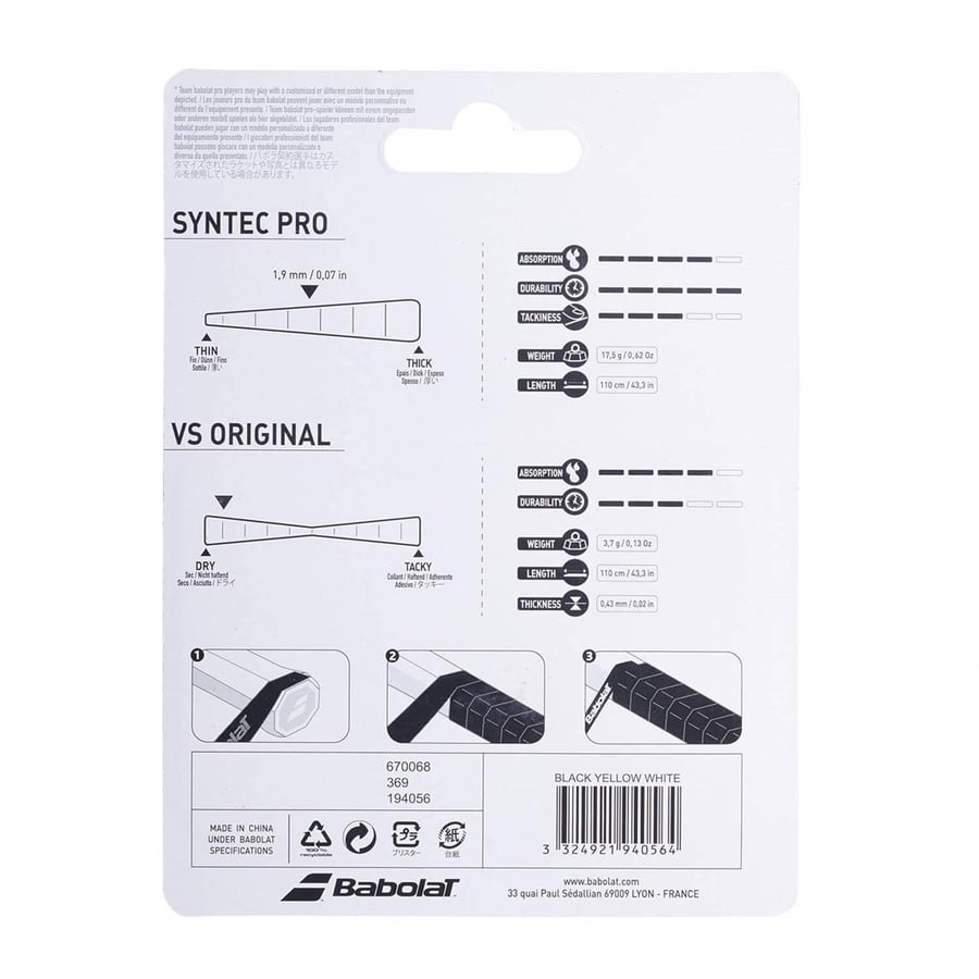 BabolatBabolat Duo Pack Syntec Pro Anagrip x1 + VS Original Overgrip x3