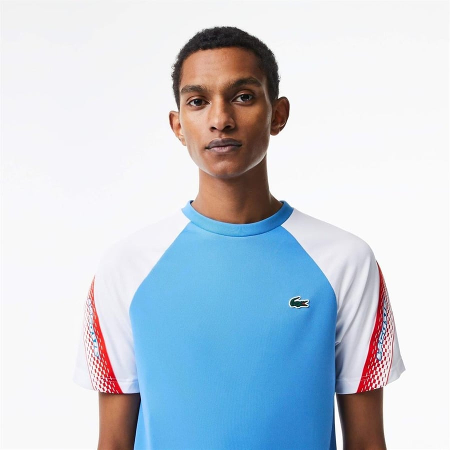 Lacoste Lacoste SPORT Erkek Regular Fit Bisiklet Yaka Renk Bloklu Mavi T-Shirt