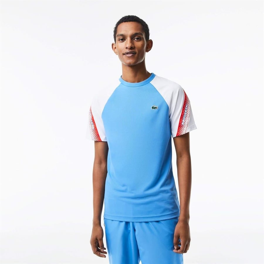 Lacoste Lacoste SPORT Erkek Regular Fit Bisiklet Yaka Renk Bloklu Mavi T-Shirt