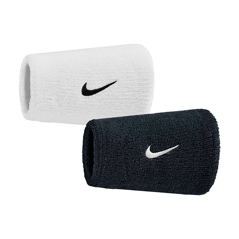 NikeNike Swoosh Classic 2'li Havlu Bileklik (Büyük) - Beyaz/Siyah