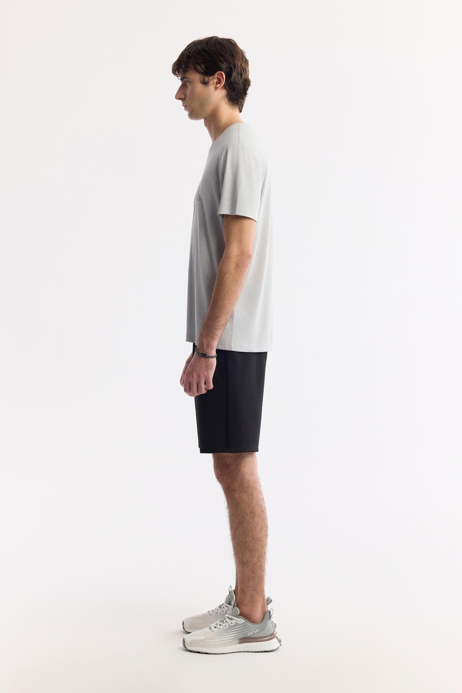 Açık Gri Bisiklet Yaka Baskılı Soft Touch T-Shirt
