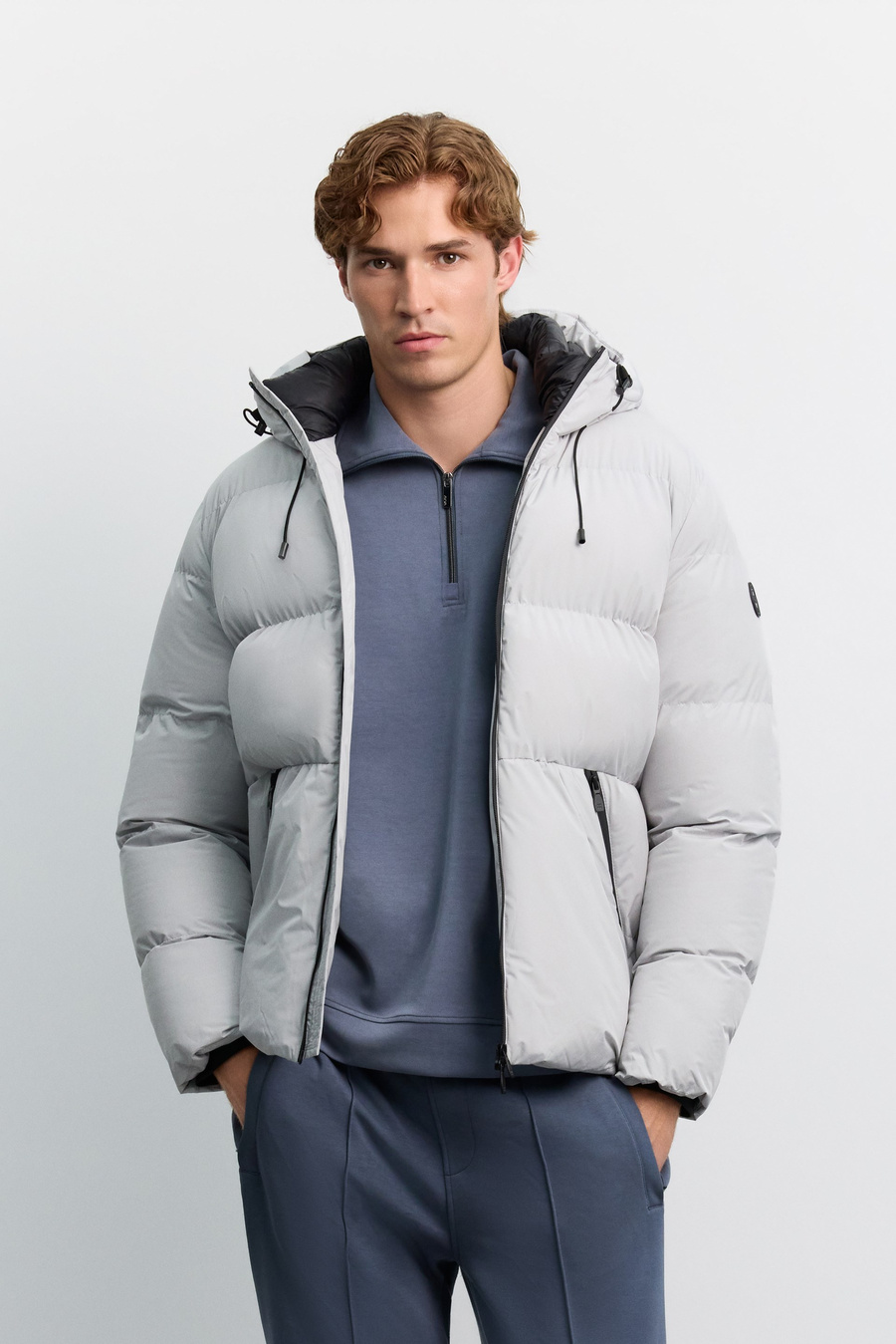 Light Grey Hooded Padded Jacket