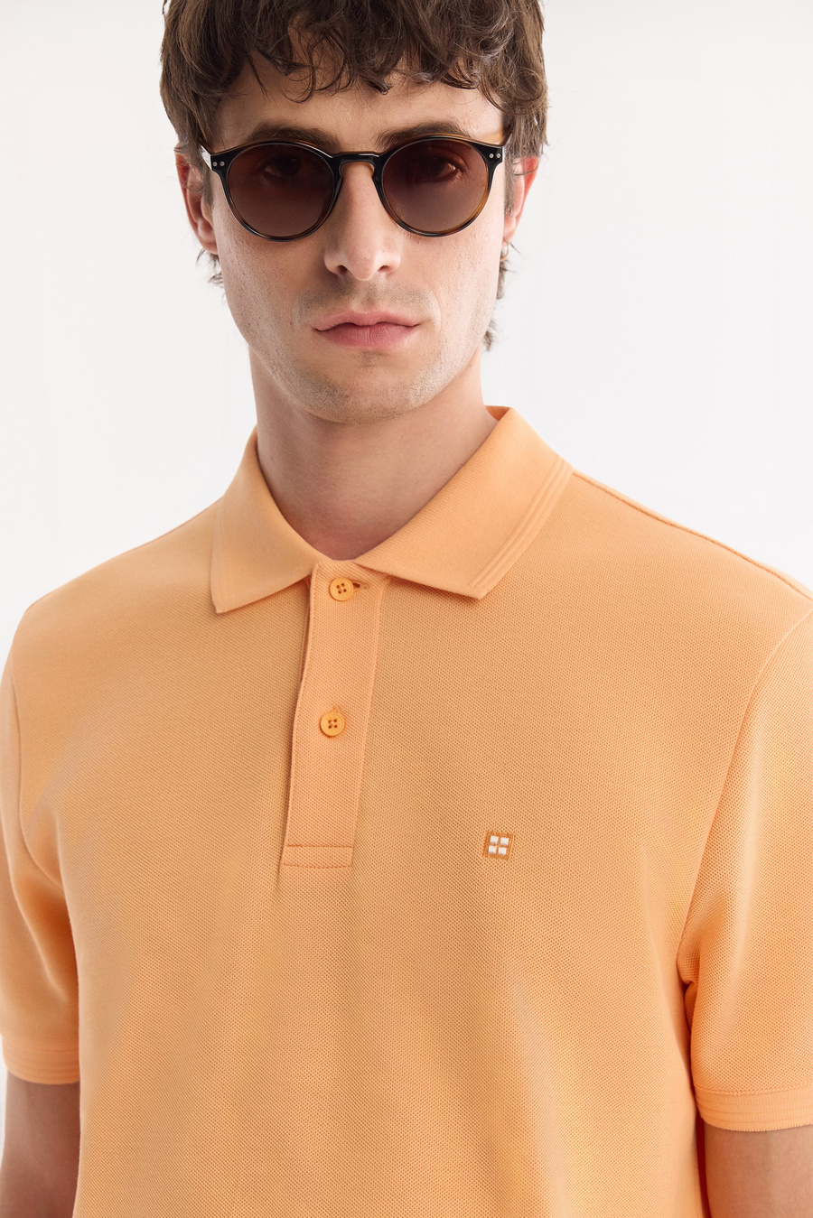 Açık Turuncu Kıvrılmaz Polo Yaka %100 Pamuk Basic T-Shirt
