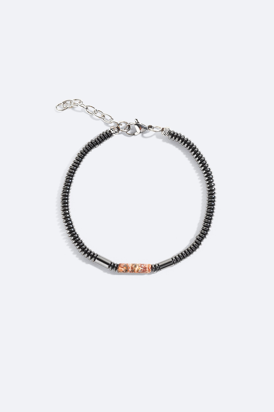 Burgundy Agate and Hematite Stone Bracelet