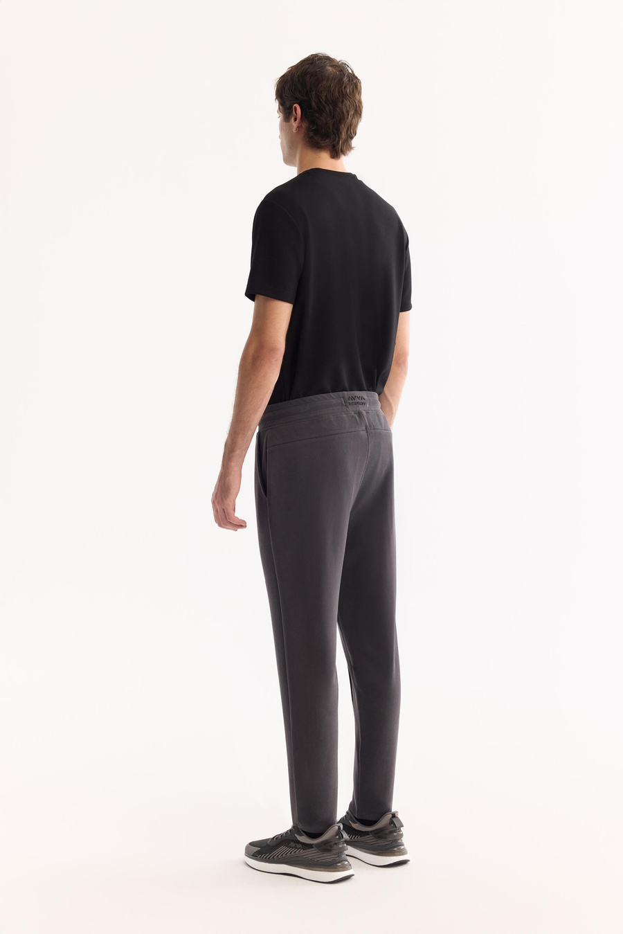 Antrasit Beli Lastikli Bağcıklı Soft Touch Bi-Stretch Eşofman Altı